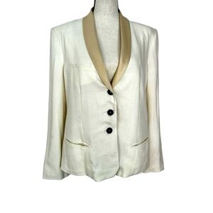 Isabel Marant White tuxedo style blazer with cream lapel 3 button front Sz. 3